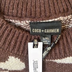 Coco + Carmen Talia Long Sleeve Crew Neck Animal Print Sweater